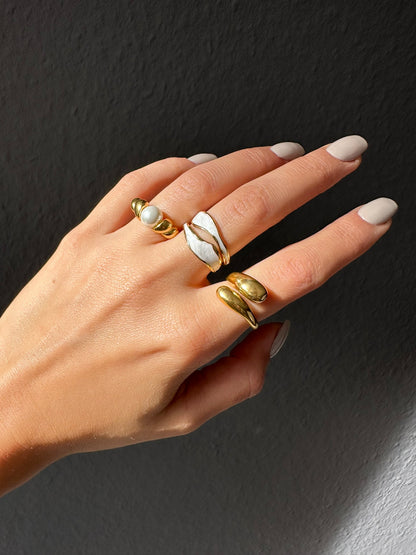 Natural Pearl Ring 18K Gold Plated
